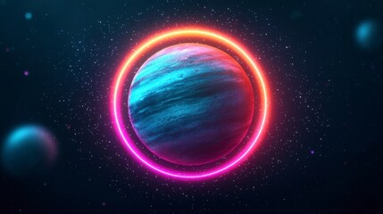 Fototapeta premium Cosmic Planet Glowing Nebula Space Art Sci Fi Background