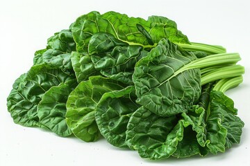 Fototapeta premium Swiss chard with a leaf cut out on a white background