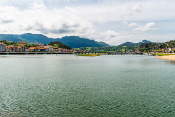 The beautiful city of Ribadesella, Asturias, Spain. Cantabrian Sea