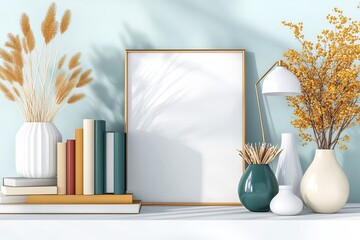 Elegant Home Decor Still Life with Blank Frame