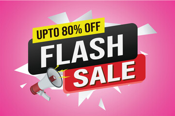flash sale word mega phone concept vector illustration and 3d style, landing page, template, ui, web, mobile app, poster, banner, flyer, background, gift card, coupon, label, wallpaper

