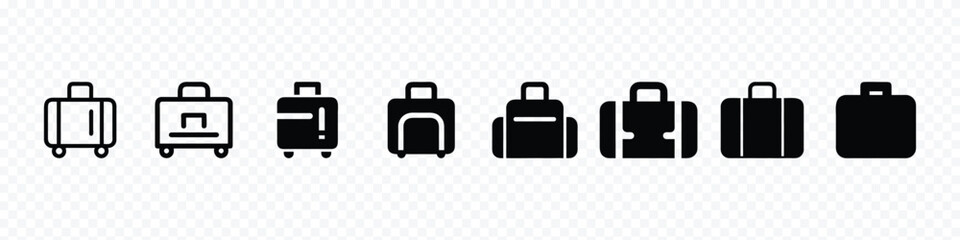  suitcases icon set, Travel bag icon. Baggage Suitcase bag icon. travel bag icon set. vacation, baggage and luggage symbol.