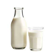 a bottle and glass of milk