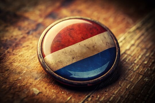 Vintage Dutch Flag Button Close-up Photography