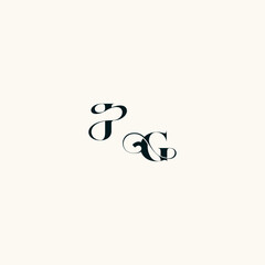 fancy curve logo bold and hairline initial letter wedding monogram elegant GJ