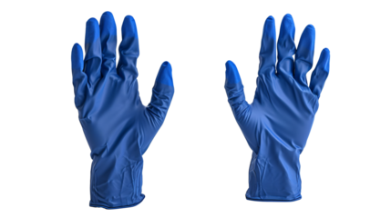 a pair of blue rubber gloves
