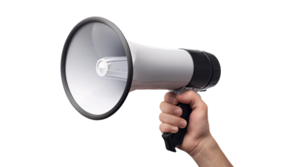 a hand holding a megaphone