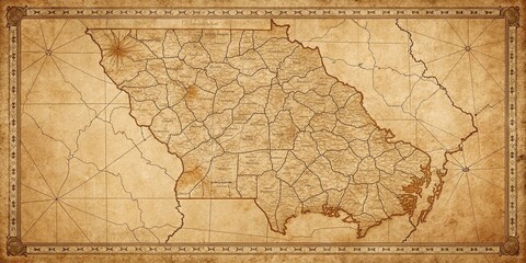 Vintage Georgia Political Map: Highly Detailed & Editable