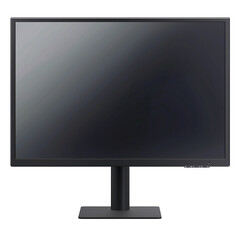 a black computer monitor with a stand