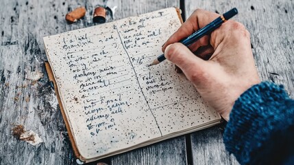 Completing a handwritten to-do list a personal reflection on productivity in a cozy workspace