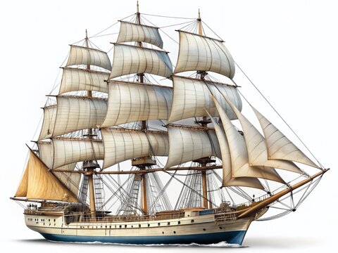 Detailed Ship, Nautical Vessel, Maritime Craft,  High-Resolution PNG Image, Isolated on White Background for Design Projects
