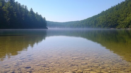 Serene Lake Surrounded By Lush Green Forests