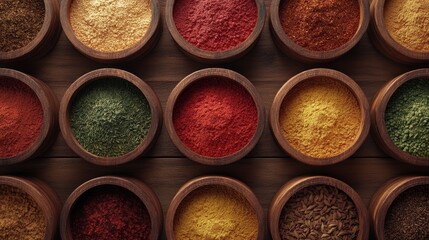 The Vibrant Spices in Bowls