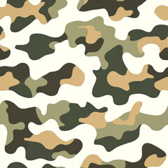 Seamless camouflage pattern in green, beige, and white.