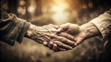 Vintage Helping Hands:  A Black and White Photo of Supportive Hands Reaching Out