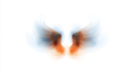Ethereal Abstract Wings with Soft Hues of Orange and Blue, Symbolizing Freedom, Spirituality, and Transformation in a Dreamy Light Background