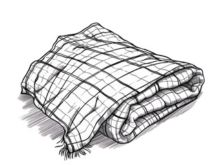 a black and white drawing of a blanket