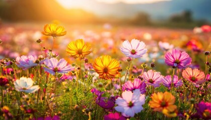 Fototapeta premium A flower blooming in a vibrant, colorful field