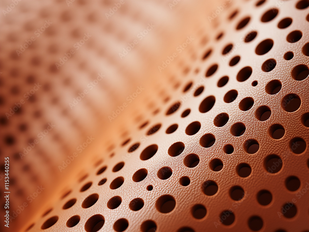 Poster perforated brown paper texture forming an abstract background with selective color toning