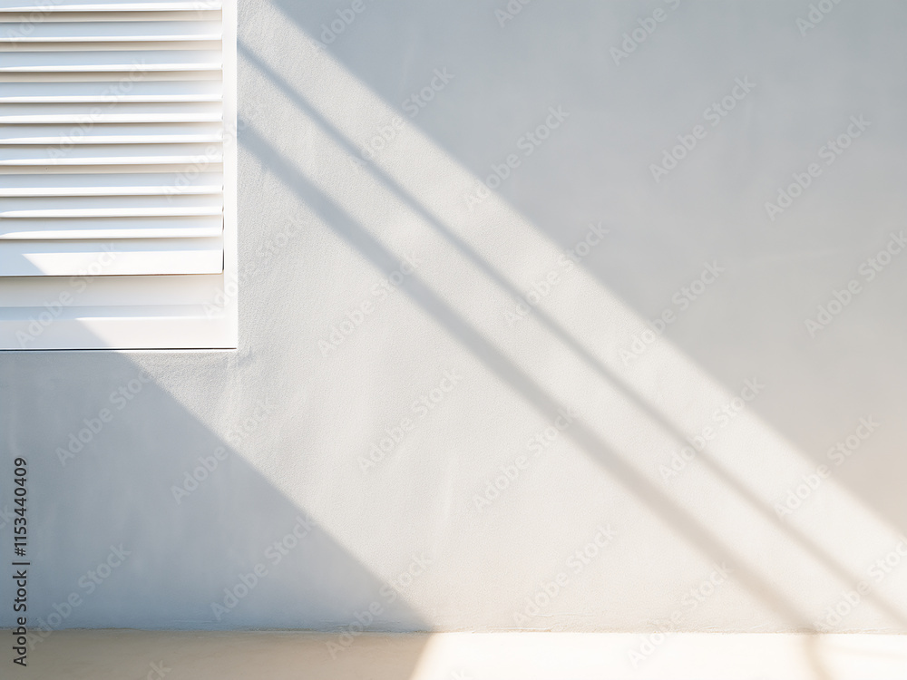 Poster shadows on a white wall forming a minimal abstract background for unique artistic visuals