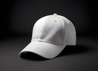 Fototapeta premium plain blank A white baseball cap against a dark background