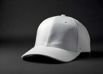 Fototapeta premium plain blank A white baseball cap against a dark background