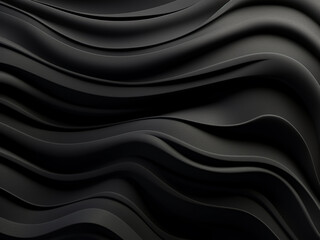 Wavy black surface offering a modern abstract background designed in a 3d render composition