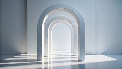 Fototapeta premium Elegant 3D Minimalist White Arch Silhouette: Modern Architecture & Design Stock Photo