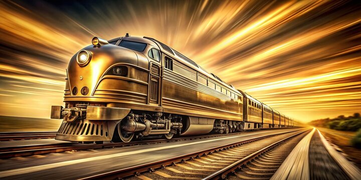 Vintage Speed: Retro Streamlined Train at Full Throttle