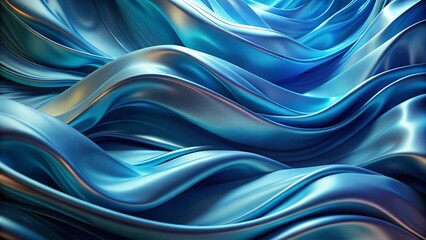 Obraz premium Elegant Abstract Blue Wavy Fabric Background - 3D Rendered Surreal Texture