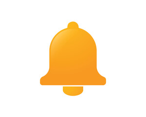Yellow notification Bell. New important message. Realistic yellow ringing bell for social media reminder, event reminder. icon isolated on white background.