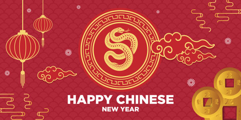 Happy Chinese new year 2025 background vector. Modern luxury oriental illustration for cover, banner, website, envelope.