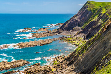 The beautiful city of Ribadesella, Asturias, Spain. Cantabrian Sea