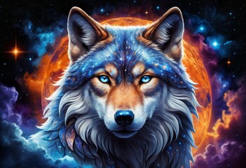 Cosmic Wolf: A Celestial Portrait