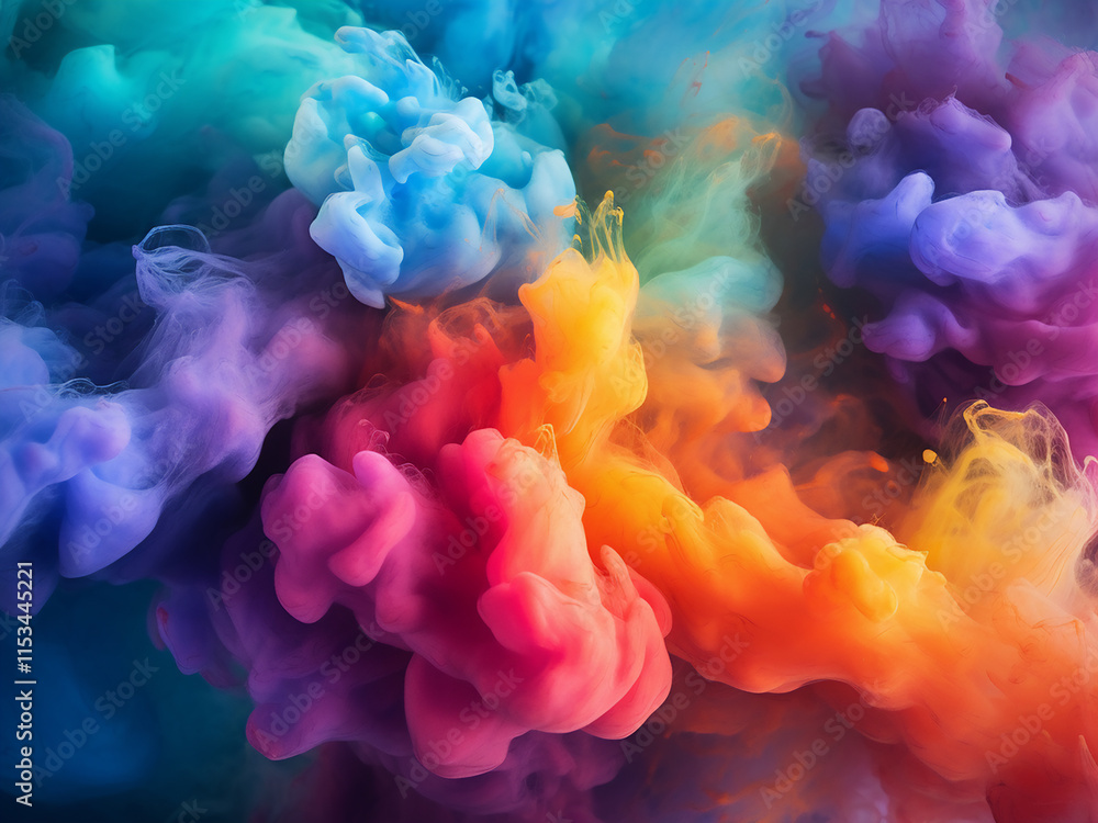 Poster artistic stone texture with multi-colored patterns resembling cigarette smoke for abstract art