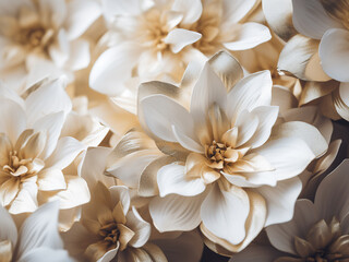 Fototapeta premium Artificial flowers with golden petals closeup showcasing intricate texture and shine