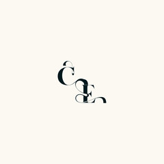 fancy curve logo EC wedding monogram elegant bold and hairline initial letter