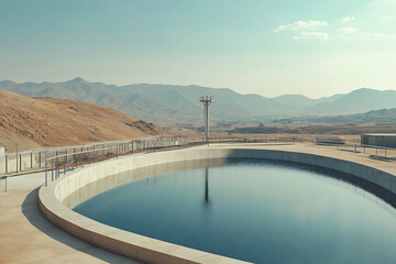 Obraz premium Modern Water Reservoir in Mountainous Landscape