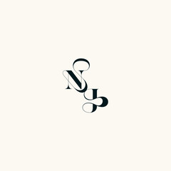 fancy curve logo bold and hairline initial letter wedding monogram elegant JN