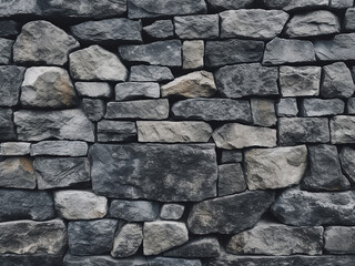 Obraz premium Gray granite stone wall shown as a backdrop with textured stone surface for design