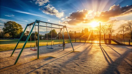 Fototapeta premium Empty Playground: Minimalist Solitude in a Children's Park