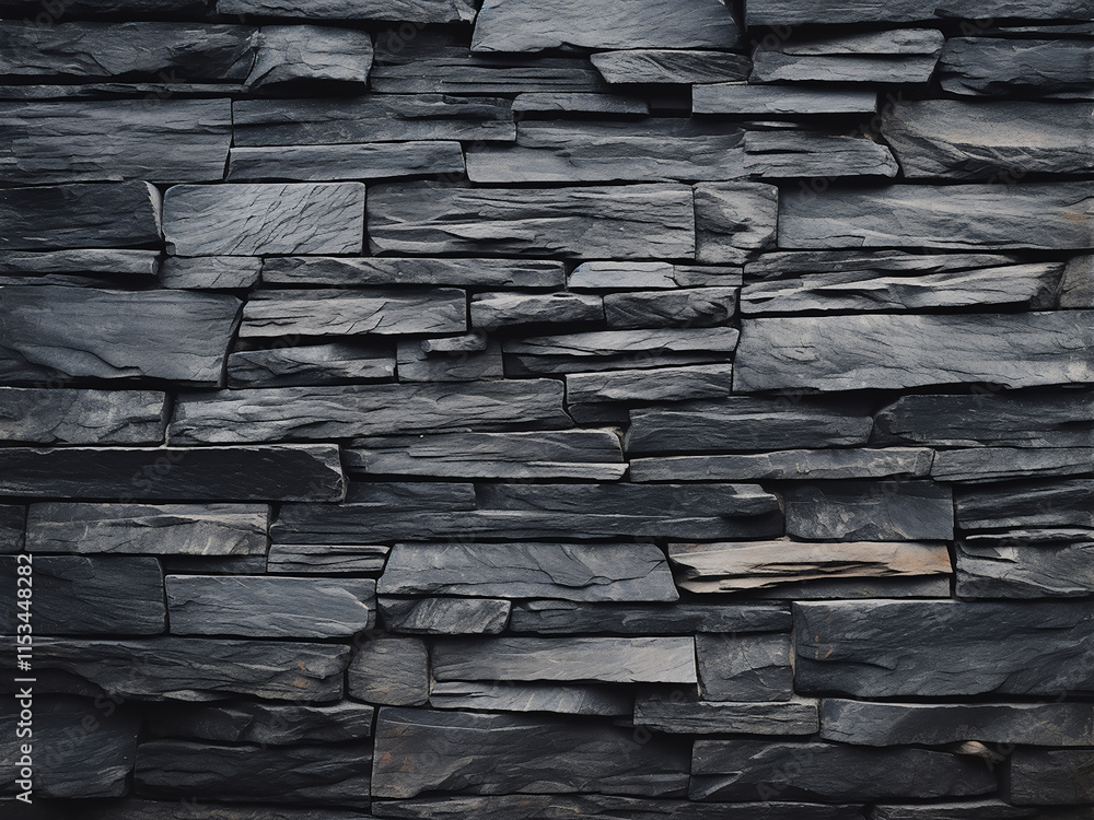 Poster black slate stone wall surface with visible texture and pattern for a unique background