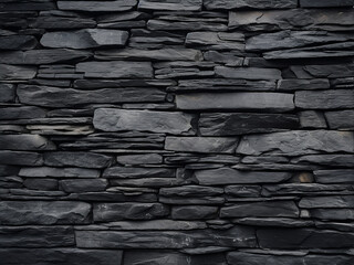 Textured black slate stone wall with intricate patterns forming a strong background