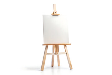 wooden easel isolated on white background