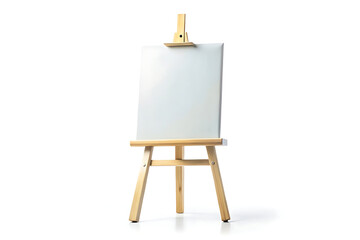 wooden easel with blank canvas isolated on white
