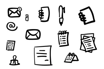 Vector collection of office elements. Economy, financial doodles set.