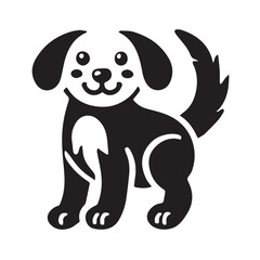 Black and White Cartoon Dog Illustration
