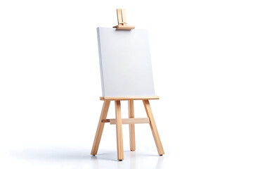 easel with blank canvas isolated on white background
