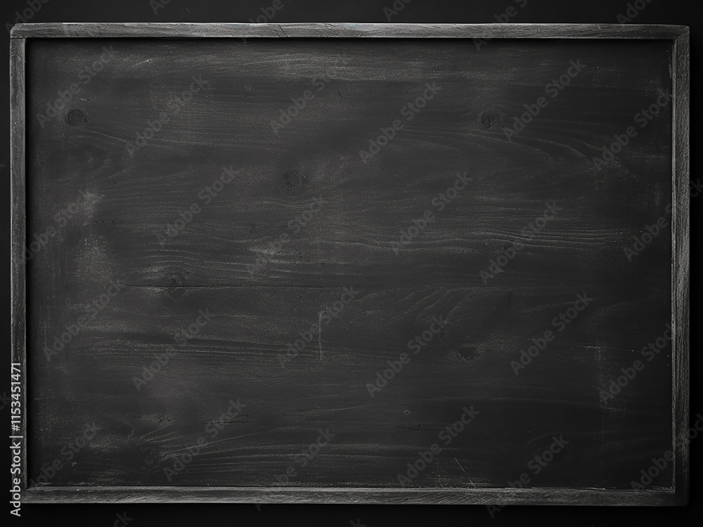 Poster empty black chalkboard with chalk traces forms a clean background for writing or designs