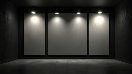 Mockup Poster with Blank Frame and Spotlights Highlighting the Wall for Modern Display Designs